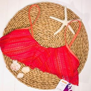 NWT Reef - Coral Ruffle Crop Bikini Top